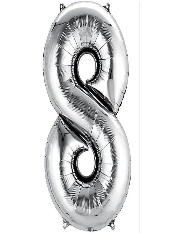 AMFIN® 17 inch 8 Number Foil Balloon, Birthday Decoration Items - Silver - Image 1